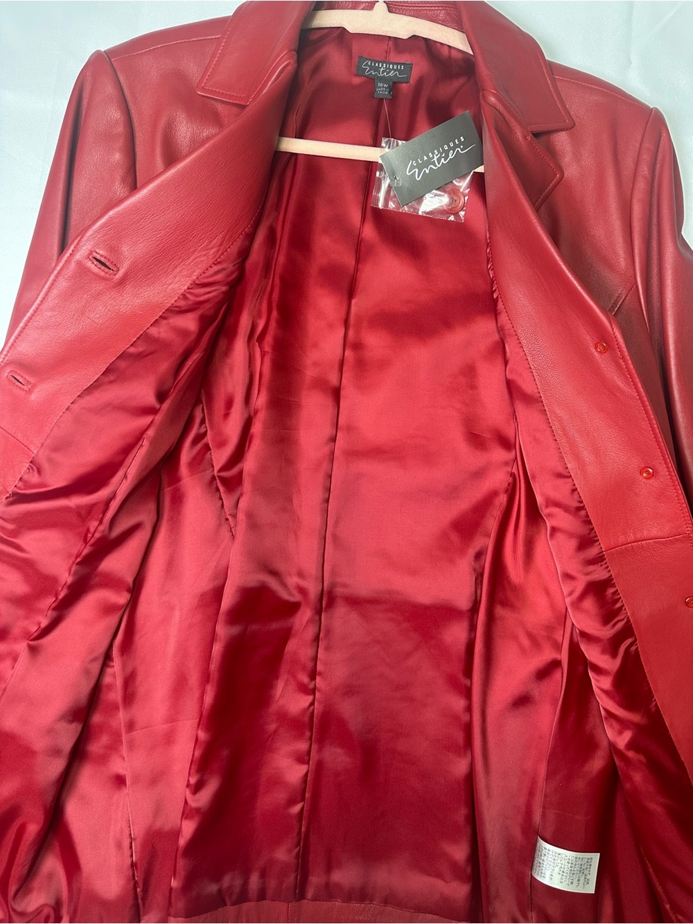 Classiques Entier Red Leather Women's Coat Size 18 - Picture 4 of 9
